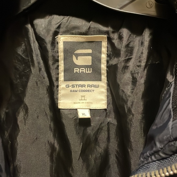 G-STAR RAW Sz xl Meffic Quilted Bomber Jacket Overshirt Black Collar Hidden Hood - Picture 3 of 8